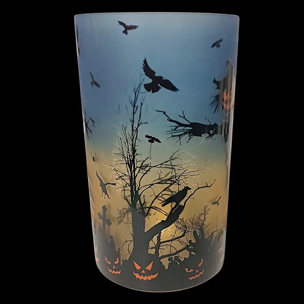 Yankee Candle Scarecrow Candle‎ Holder Glass Spooky Halloween Votive Tea Light
